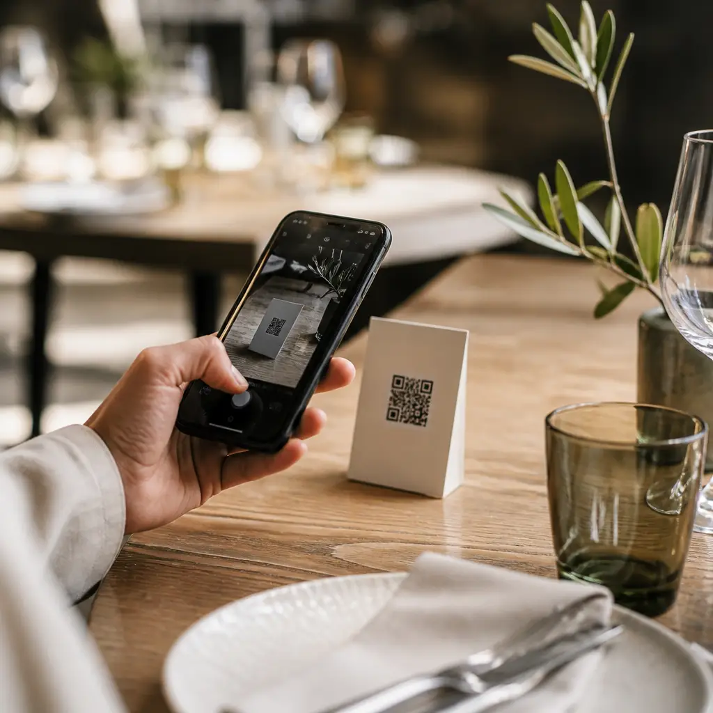 Cliente apre il conto dal QR code con lo smartphone